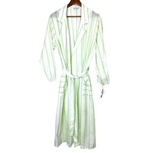 NWT Vtg Miss Elaine Womens Medium Robe Belted Pockets Wrap White Tie Lightweight